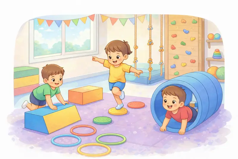 Niña jugando en actividades de psicomotricidad